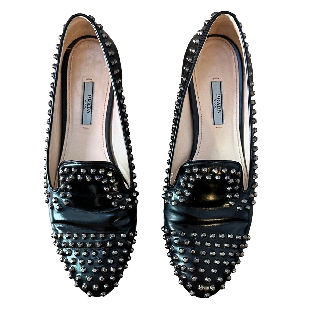 Prada - Black Studded Loafers (Women’s Size 8.5)